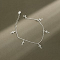 A36501 s925 sterling silver charm simple chic cross charm bracelet