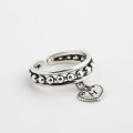A32557 s925 sterling silver adjustable chic heart vintage silver trendy ring