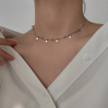 A42899 s925 silver trendy simple plate fringe necklace