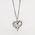 A31415 s925 sterling silver vintage heart silver big necklace