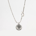 A32982 s925 sterling silver vintage print pendant trendy simple necklace