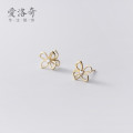 A35646 s925 sterling silver doublelayer design hollowed small rhineston earrings
