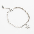 A32916 s925 sterling silver starfish unique trendy chic silver simple adjustable bracelet