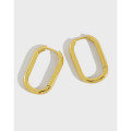 A37632 s925 sterling silver minimalist geometric oval goldplated earrings