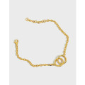 A36499 geometric double circle circle cha925 sterling silver charm bracelet