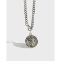 A31537 s925 sterling silver vintage white coin chain necklace