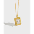 A32960 s925 sterling silver simple geometric square cubiczirconia necklace