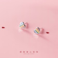 A37074 s925 sterling silver trendy simple cute colorful heart sweet earrings
