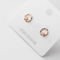 A37050 s925 sterling silver cute circle rhinestone hollowed earrings
