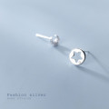 A37090 s925 sterling silver simple fashion hollowed stars moon earrings