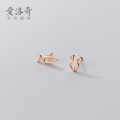 A37088 s925 sterling silver simple hollowed asymmetric unique earrings