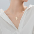 A45418 s925 silver simple gold initial pendant sweet necklace