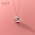 A43408 s925 silver simple cute elegant artificial cateye necklace