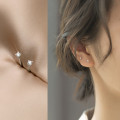 A37033 s925 sterling silver trendy simple tiny chic rhinestone piercing earrings