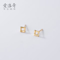 A37049 s925 sterling silver square earrings