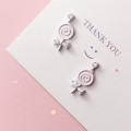 A37071 s925 sterling silver lollipop print bow earrings