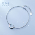 A37171 s925 sterling silver trendy simple crescent charm bracelet