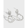 A32784 s925 sterling silver chic irregular pearl silver earrings