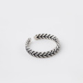 A32477 s925 sterling silver simple unique leaf vintage ring