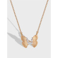 A32850 design simple chic gold butterflys925 sterling silver necklace