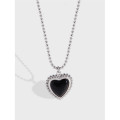 A32962 design simple chic black agate heart necklace
