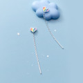 A37039 s925 sterling silver string trendy simple sweet colorful heart chic earrings