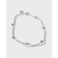 A36492 s925 sterling silver unique minimalist chain doublelayer charm bracelet