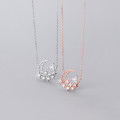 A31075 s925 sterling silver trendy rhinestone moon necklace
