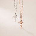 A31092 s925 sterling silver trendy rhinestone butterfly necklace
