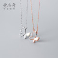 A31071 s925 sterling silver hollowed butterfly necklace