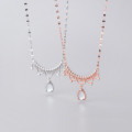 A31125 s925 sterling silver fashion chic teardrop glass necklace