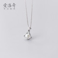 A31081 s925 sterling silver sweet rhinestone leaf pendant trendy pearl necklace