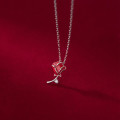 A31054 s925 sterling silver sweet chic red rose necklace