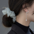 A35769 s925 sterling silver chic sweet tassel square rhinestone earrings