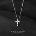 A31015 s925 sterling silver fashion unique rhinestone cross chic necklace