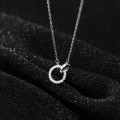 A45413 s925 silver sweet simple double circle elegant necklace
