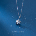 A31110 s925 sterling silver rhinestone star necklace