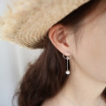 S11285 s925 sterling silver geometric pearl bead drop earrings