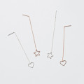 S11199 925 sterling silver string women hollowed heart string sweet heart shape long dangle earrings