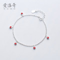 A36436 s925 sterling silver charm trendy red heart charm bracelet