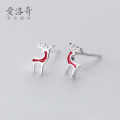 A35853 s925 sterling silver trendy christmas deer print earrings