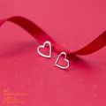 A44152 s925 silver heart fashion sweet hollowed heartshape stud simple earrings