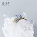 A43323 s925 silver simple sparkling rhinestone circle adjustable trendy ring