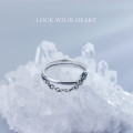 A44677 s925 dainty simple double layered chain bar elegant unique ring