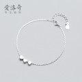 A35189 s925 sterling silver charm simple heart charm bracelet