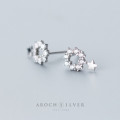A40165 s925 sterling silver stars stud trendy rhinestone sweet hollowed earrings