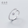A36283 s925 sterling silver stars rhinestone star adjustable ring
