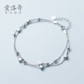 A36438 s925 sterling silver charm fashion stars doublelayer charm bracelet