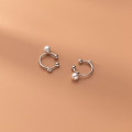 A35833 s925 sterling silver clipon piercing rhinestone pearl earrings