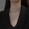 A34160 s925 sterling silver doublelayer plate necklace